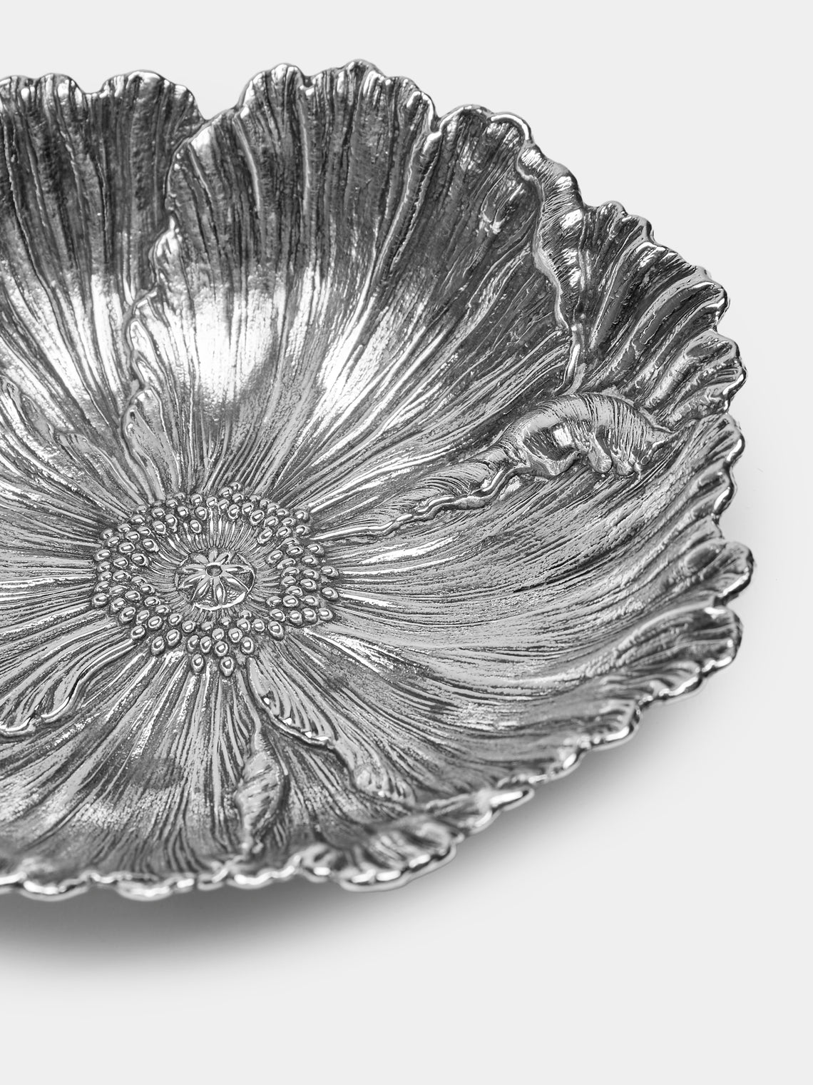 Antique and Vintage - 1970s Solid Silver Flower Dish - Silver - ABASK