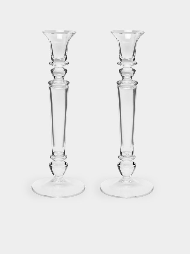 Theresienthal - Memphis Hand-Blown Crystal Candlestick (Set of 2) - Clear - ABASK
