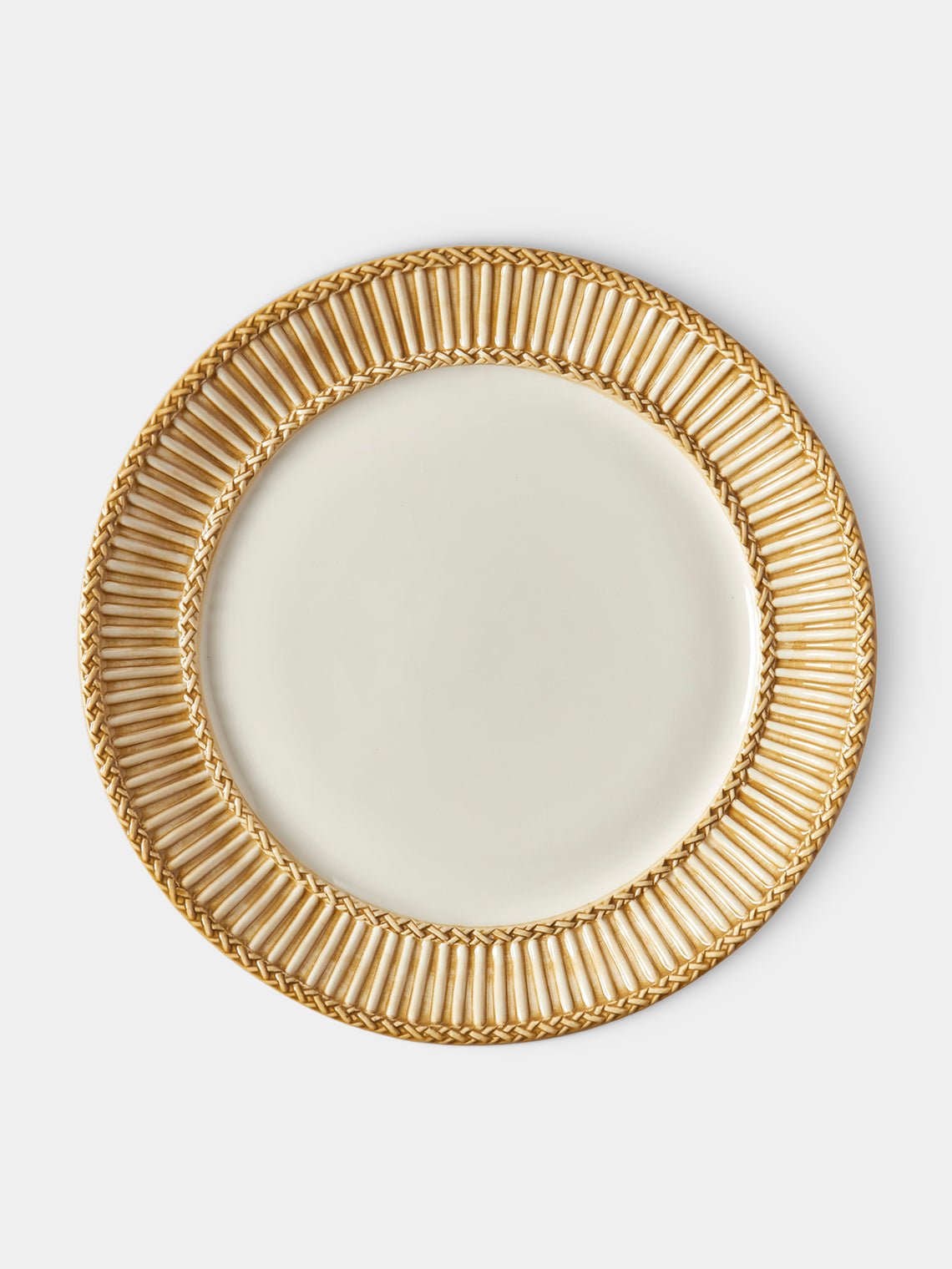 Tessalume Ceramiche - Wicker Hand-Painted Ceramic Charger Plates (Set of 4) - White - ABASK - 