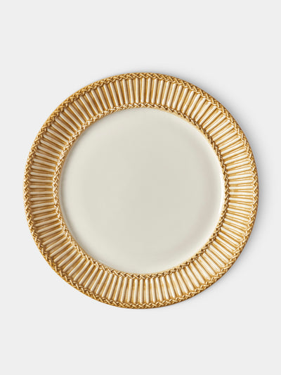 Tessalume Ceramiche - Wicker Hand-Painted Ceramic Charger Plates (Set of 4) - White - ABASK - 