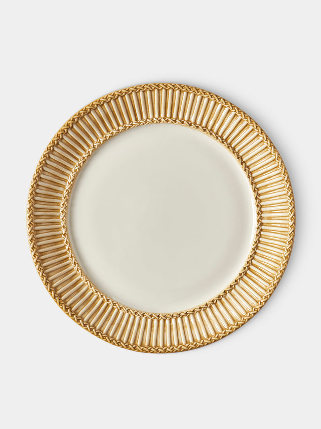 Tessalume Ceramiche - Wicker Hand-Painted Ceramic Charger Plates (Set of 4) - White - ABASK - 