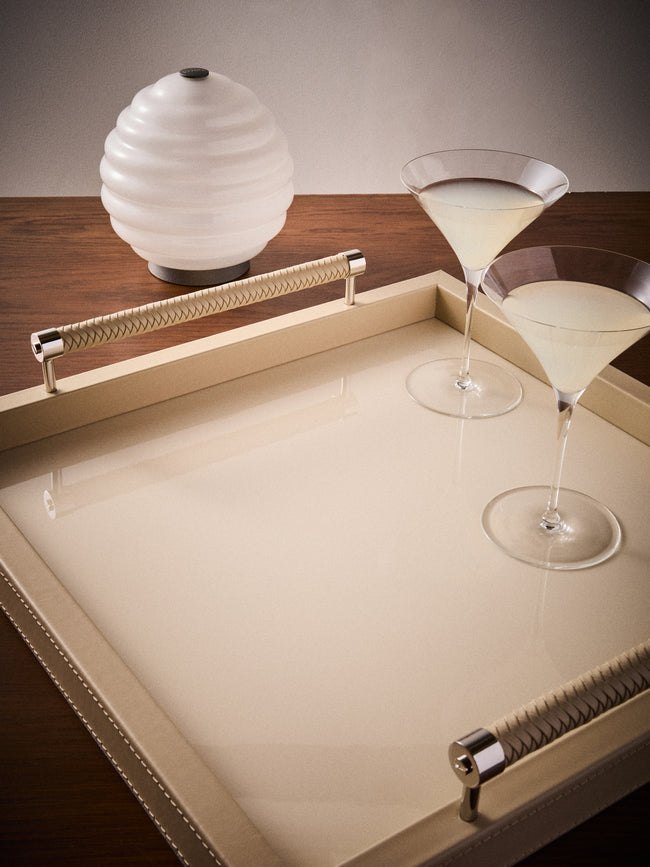 Riviere - Diana Lacquered Wood Tray (18in/46cm) - Ivory - ABASK