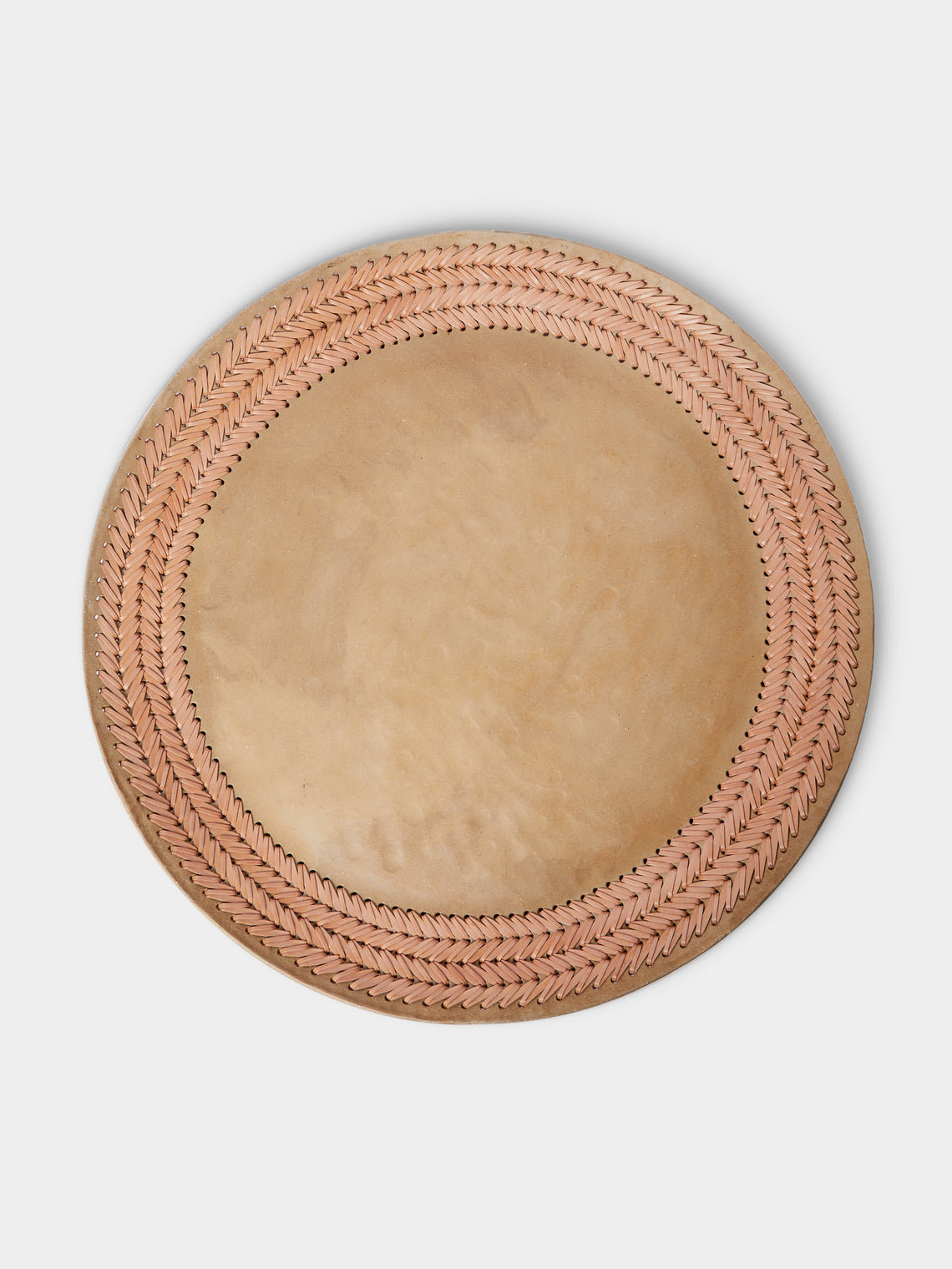 Silver Sentimenti - Gladiator Stoneware and Leather Platter - Pink - ABASK