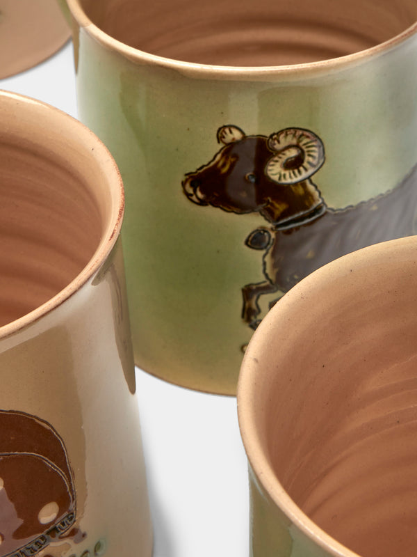 Poterie d’Évires - Animals Hand-Painted Ceramic Mugs (Set of 4) - Multiple - ABASK