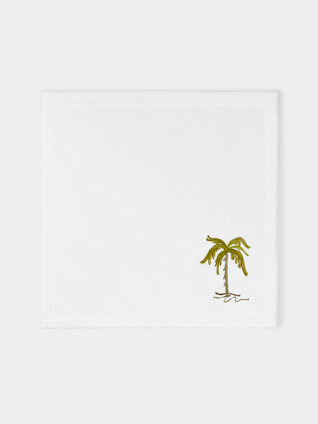 Loretta Caponi - Palm Tree Hand-Embroidered Cotton Washcloth -  - ABASK - 