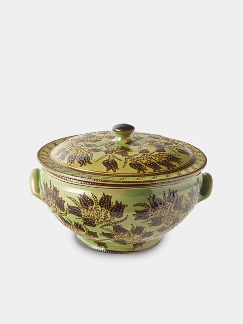 Poterie d’Évires - Flowers Hand-Painted Ceramic Soup Tureen - Green - ABASK - 