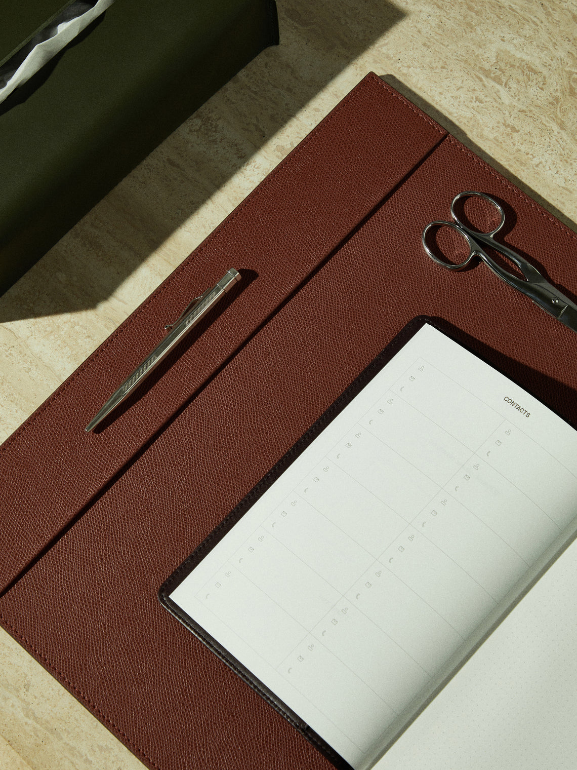 Giobagnara - Douglas Leather Desk Blotter - Brown - ABASK