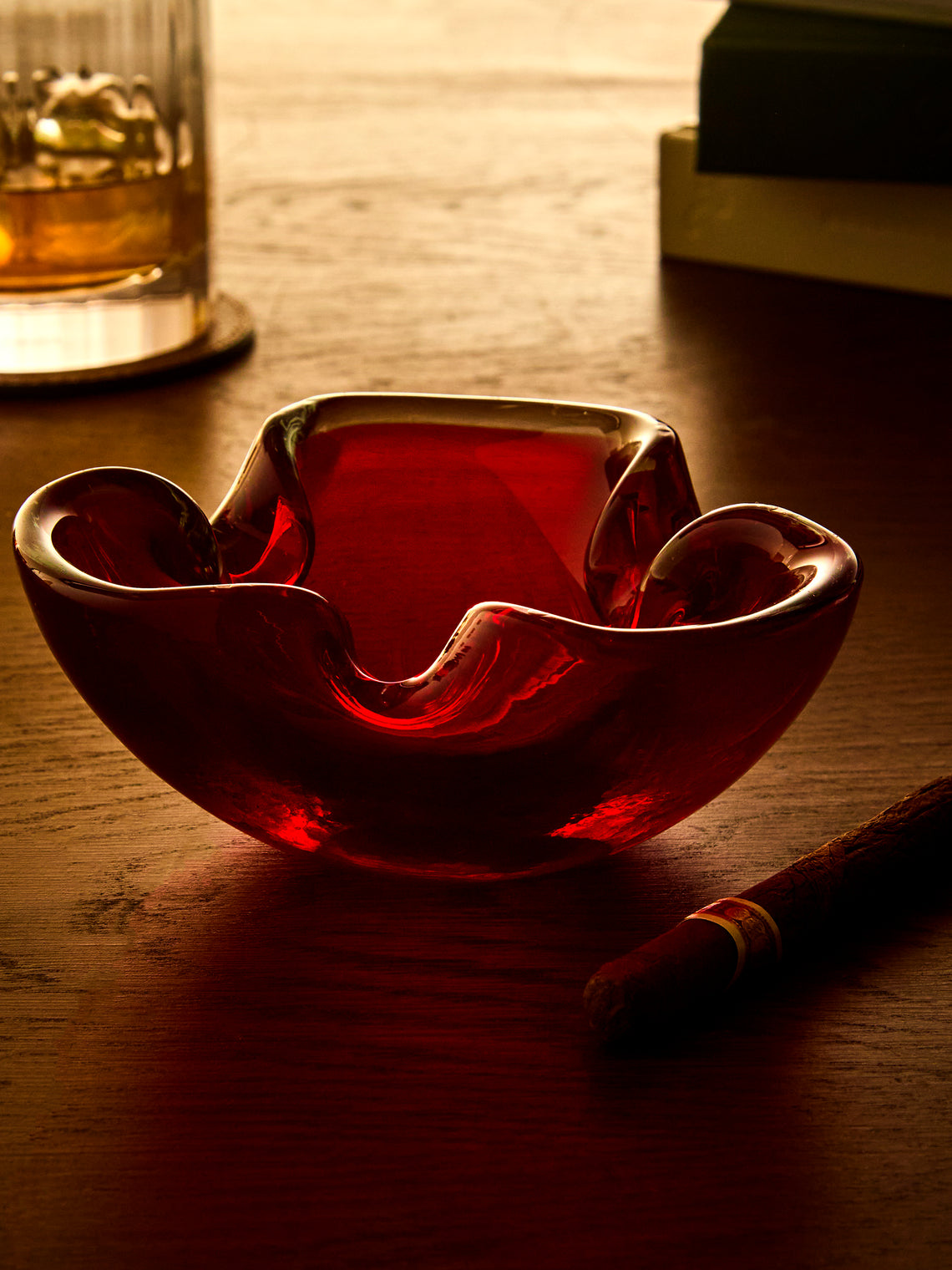 Antique and Vintage - Mid-Century Murano Glass Ashtray - Red - ABASK