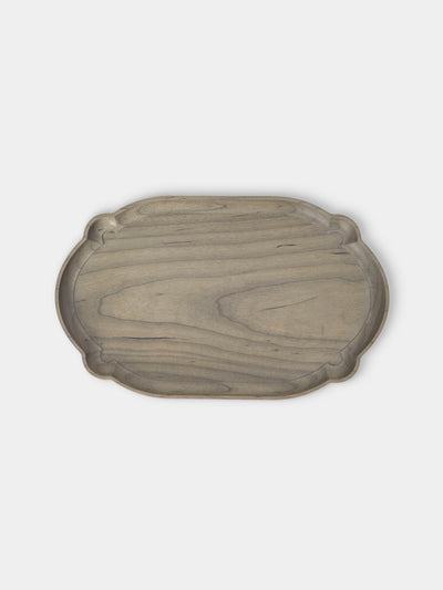 Ifuji - Italian Hand-Carved Wood Oval Tray (10.5in/27cm) - Brown - ABASK - 