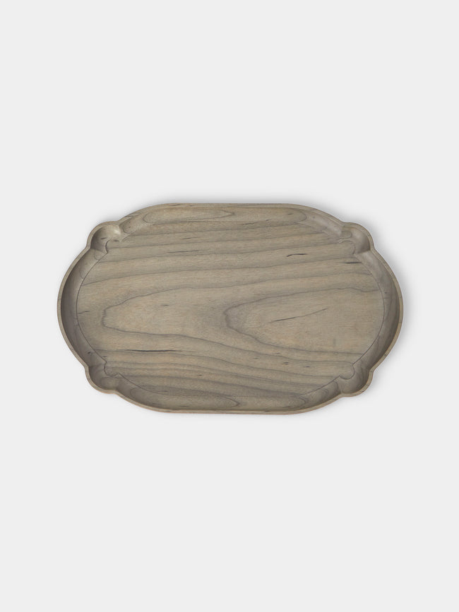 Ifuji - Italian Hand-Carved Wood Oval Tray (10.5in/27cm) - Brown - ABASK - 