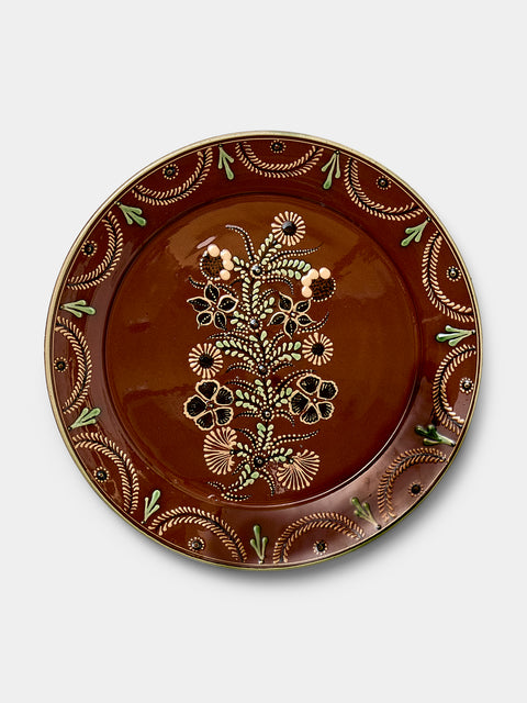 Poterie d’Évires - Flowers Hand-Painted Ceramic Round Platter - Light brown - ABASK - 
