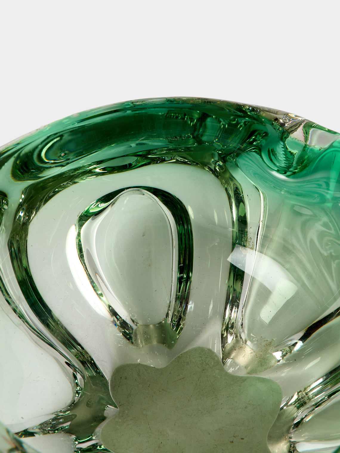 Antique and Vintage - Mid-Century Crystal Ashtray - Green - ABASK