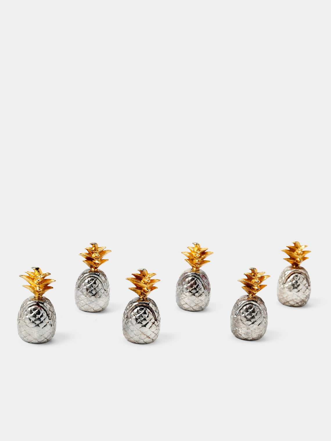Antique and Vintage - Mid-Century Pineapples Silver-Plated Knife Rests (Set of 6) - Silver - ABASK