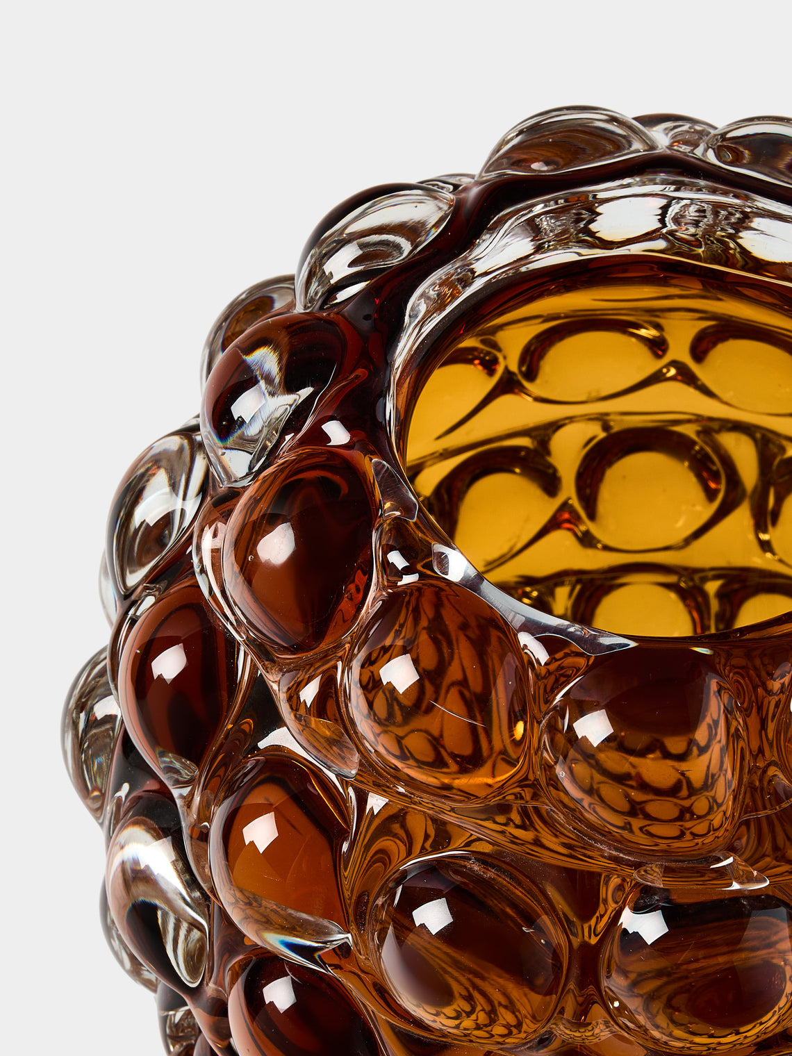 Yali Glass - Boboli Hand-Blown Murano Glass Vase (8.5in/22cm) - Brown - ABASK