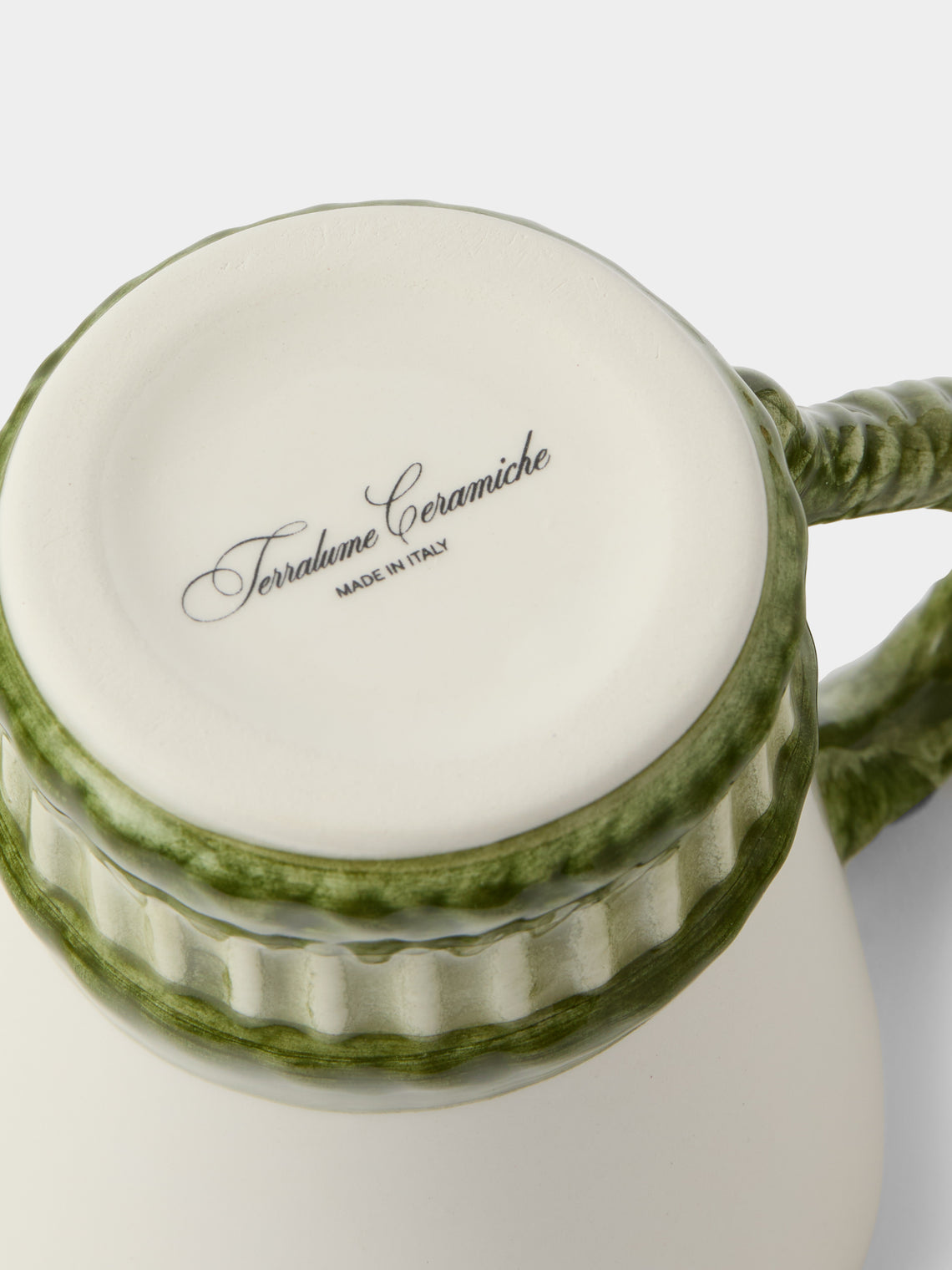 Tessalume Ceramiche - | Set of 4 | Wicker Hand-Painted Ceramic Mugs - Light Green - ABASK