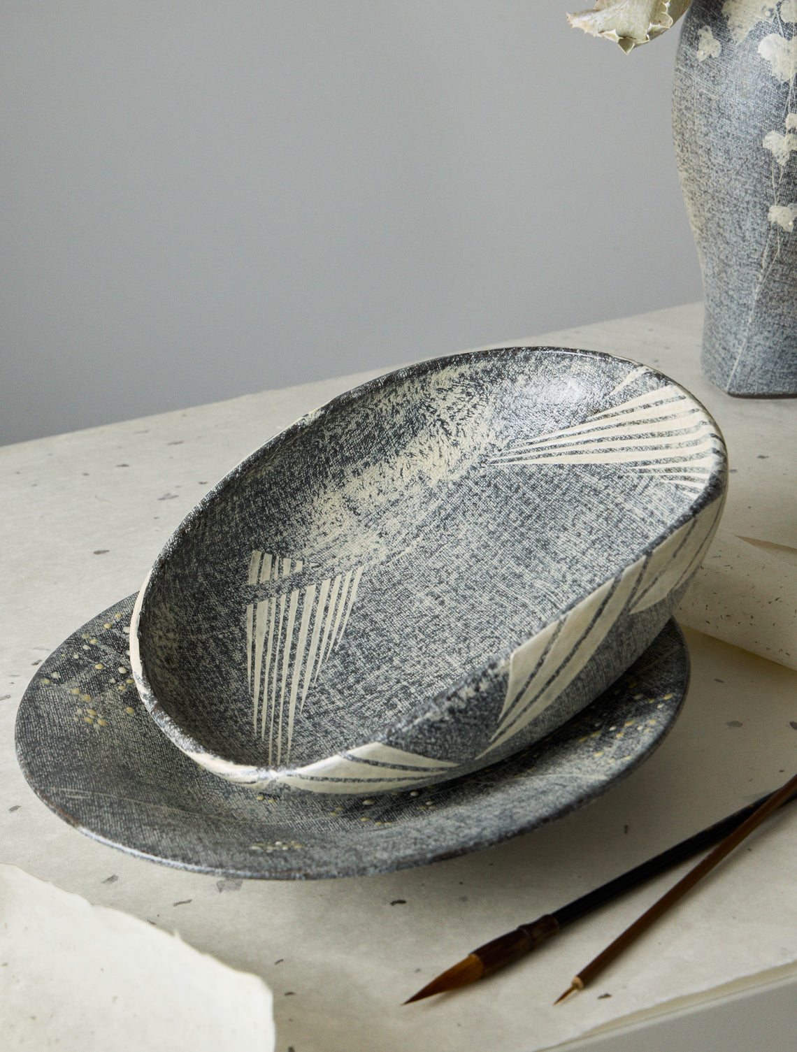 Masumi Ando - Textured Ceramic Bowl - Gray - ABASK
