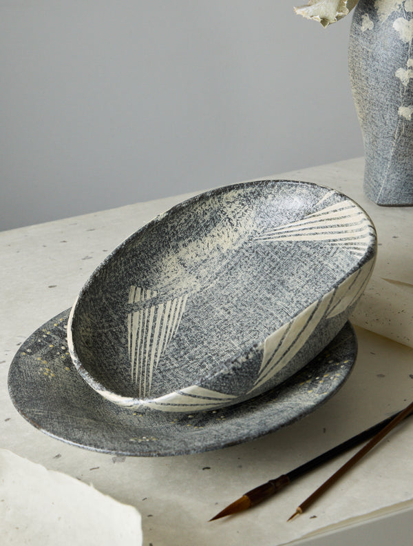 Masumi Ando - Textured Ceramic Bowl - Gray - ABASK