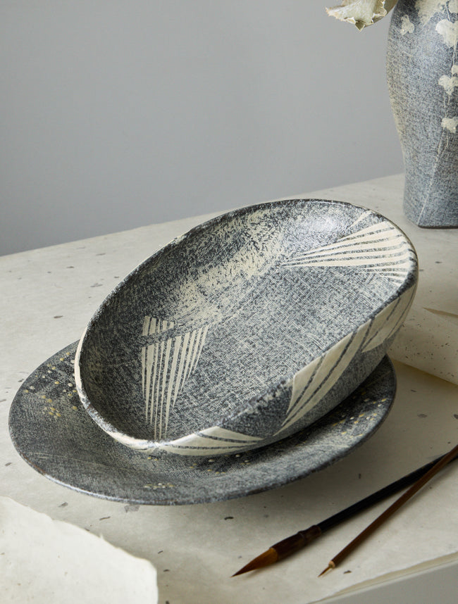 Masumi Ando - Textured Ceramic Bowl - Gray - ABASK