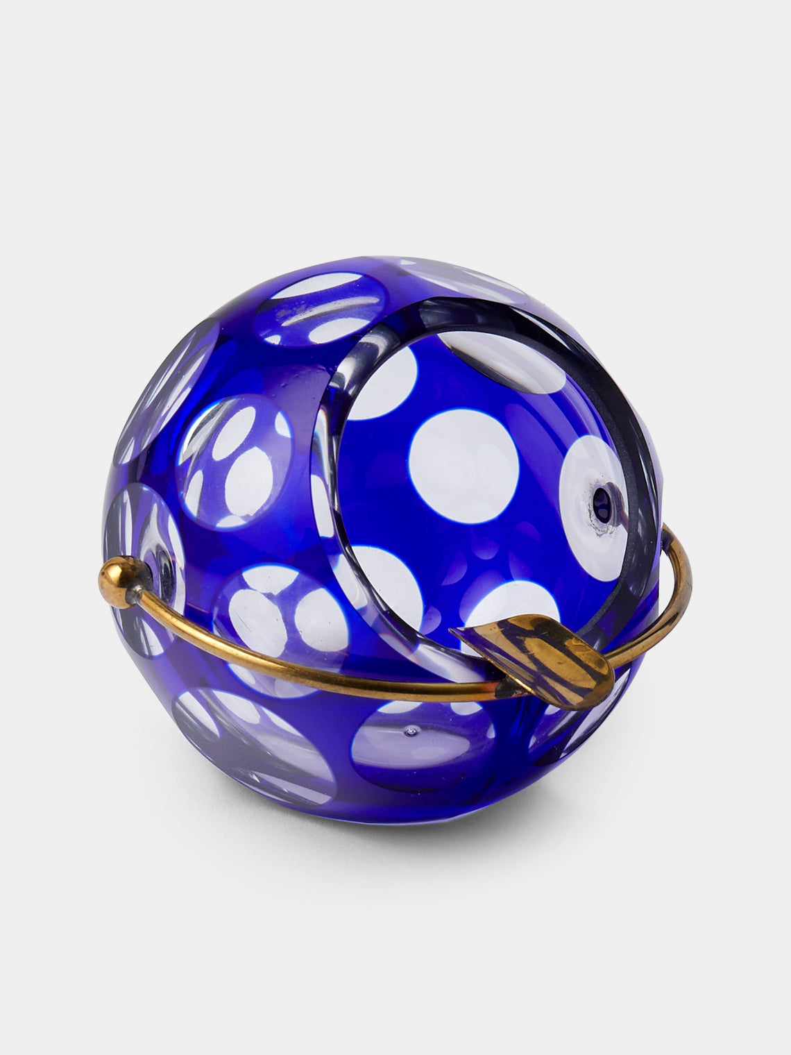 Antique and Vintage - Mid-Century Crystal and Brass Ashtray - Blue - ABASK - 