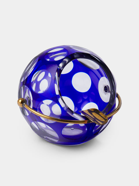Antique and Vintage - Mid-Century Crystal and Brass Ashtray - Blue - ABASK - 