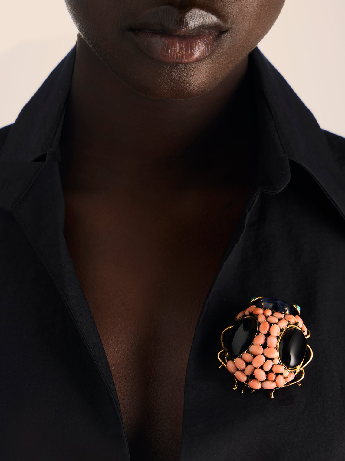 Mahnaz Collection - Vintage Iradj Moini 18-Karat Gold-Plated Brass and Swarovski Crystal Ladybug Brooch Pendant - Pink - ABASK