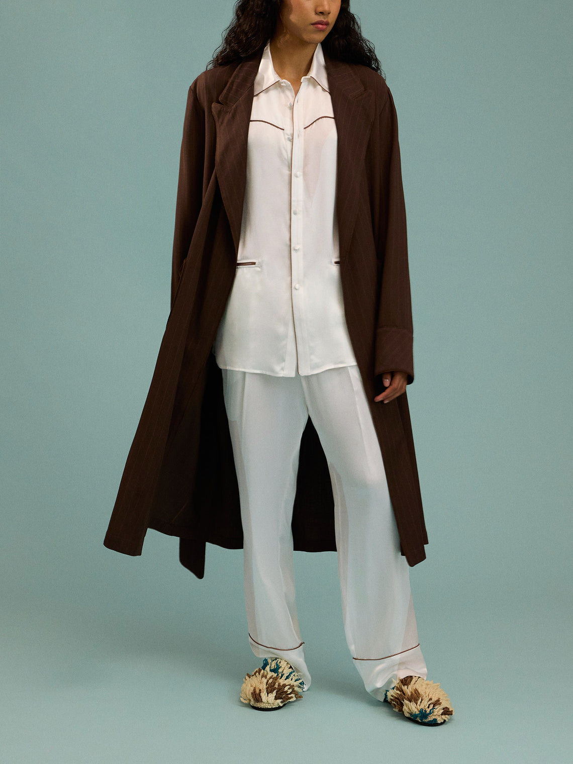 Dorso - Bandana Silk Pajama Set | Size: S - White - ABASK