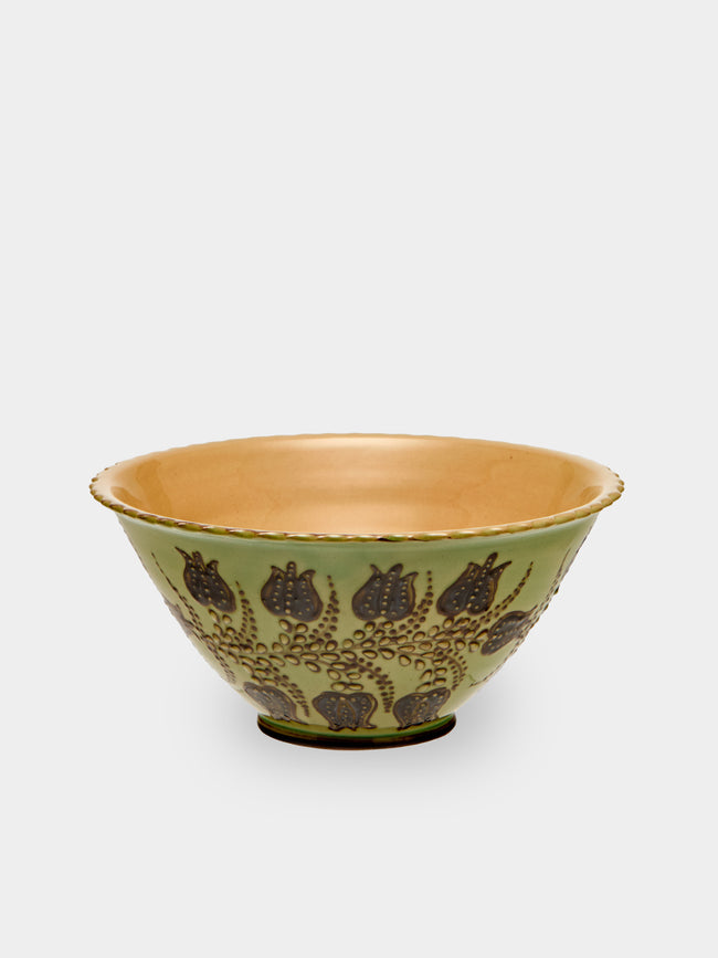 Poterie d’Évires - Flowers Hand-Painted Ceramic Mini Salad Bowl - Green - ABASK - 
