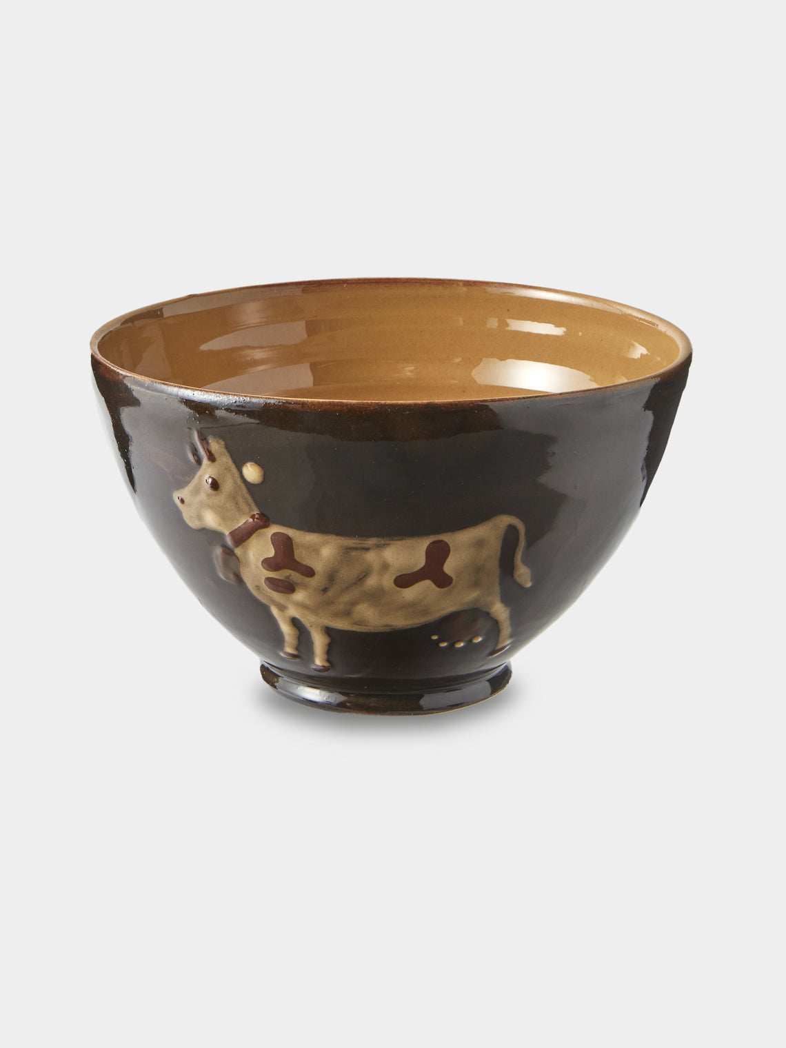 Poterie d’Évires - Cows Hand-Painted Ceramic Grand Bowls (Set of 3) - Dark Brown - ABASK