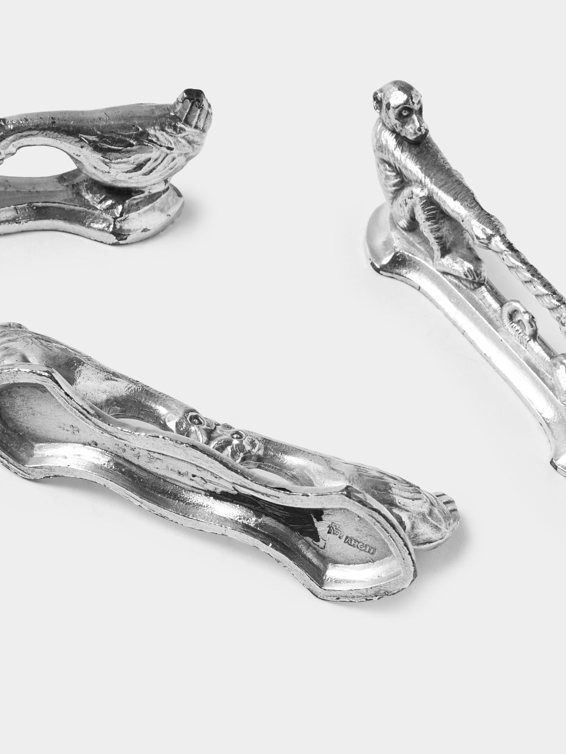 Antique and Vintage - Mid-Century Silver-Plated Animals Knife Rests (Set of 8) - Silver - ABASK