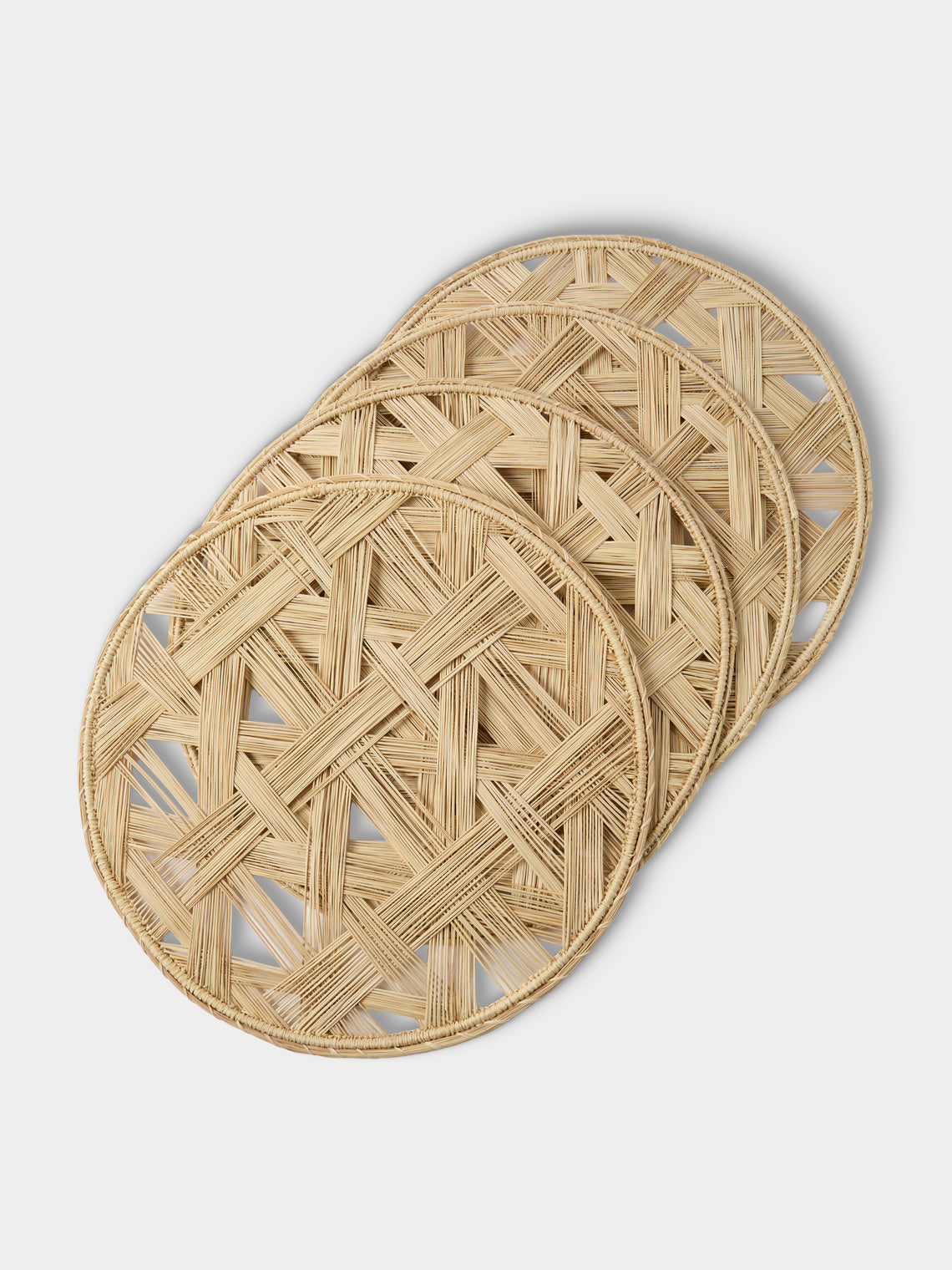 Artesanías del Atlántico - | Set of 4 | Atarraya Handwoven Palm Placemats - Natural - ABASK
