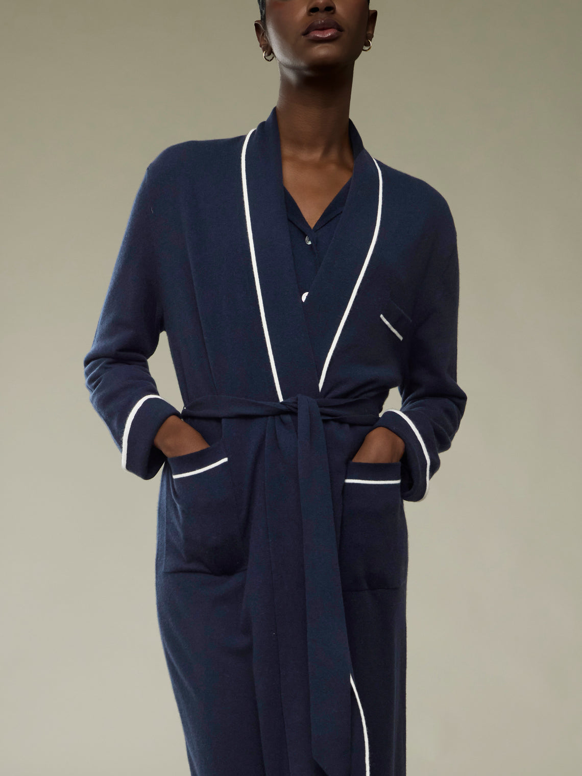 Arch4 - Sloane Baby Goat Cashmere Robe - Navy - ABASK