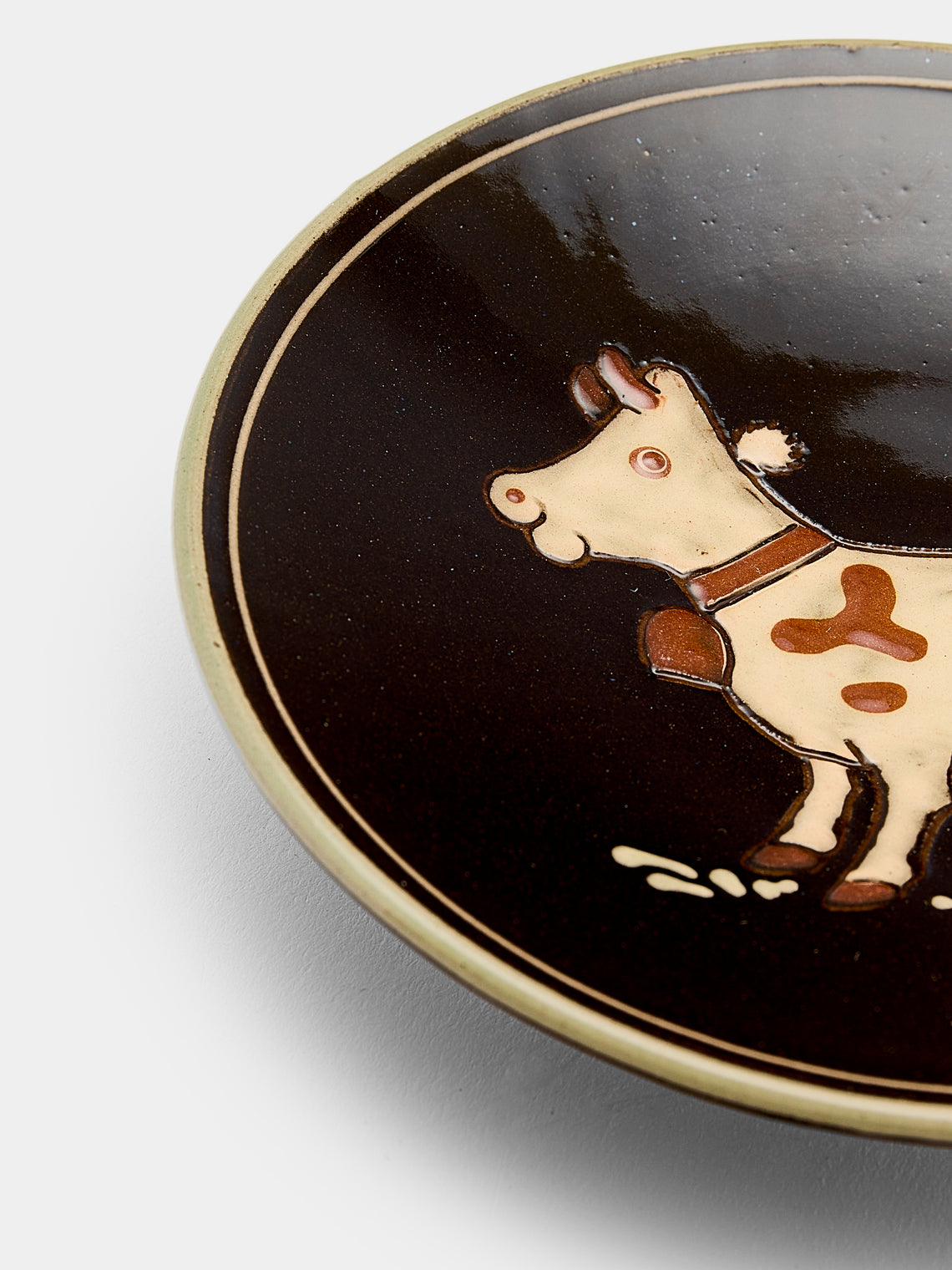 Poterie d’Évires - Animals Hand-Painted Ceramic Small Raised Plates (Set of 6) - Dark brown - ABASK