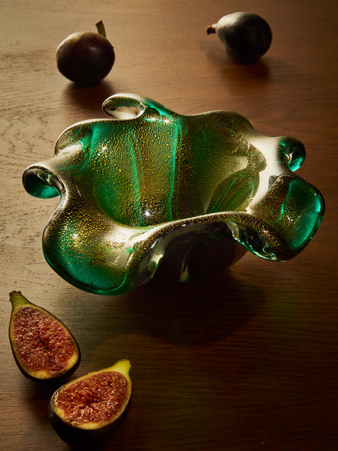 Antique and Vintage - Mid-Century Murano Glass Bowl - Green - ABASK