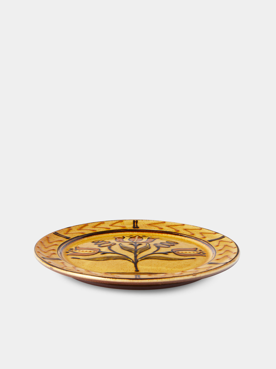 Fitch & McAndrew - Tulips and Buds Slipware Dinner Plate (10.4in/26.5cm) - Orange - ABASK
