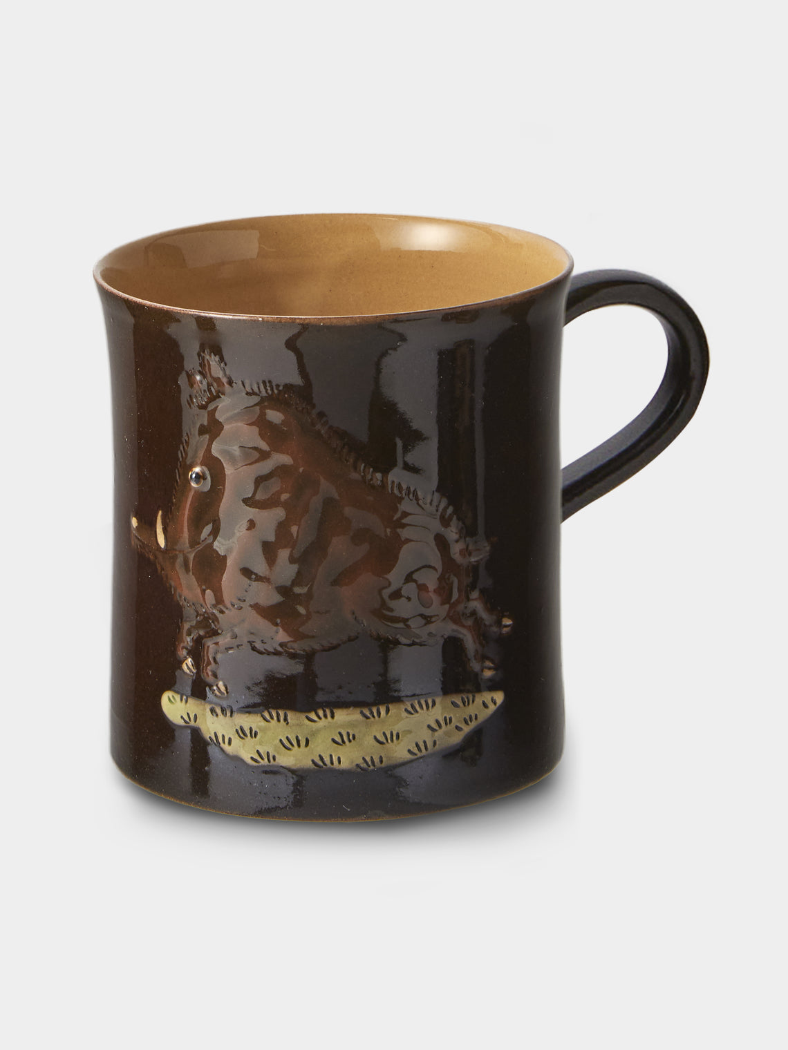 Poterie d’Évires - Animals Hand-Painted Ceramic Mugs (Set of 4) - Dark Brown - ABASK