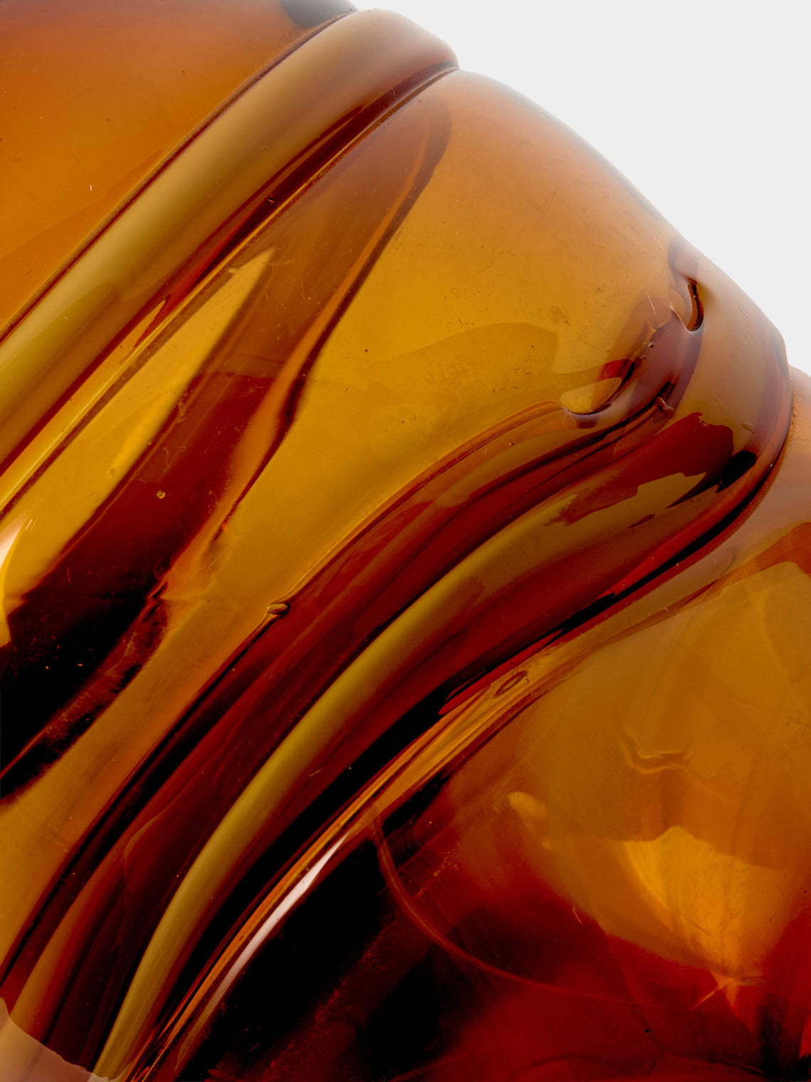 Antique and Vintage - 1950s Swirl Glass Vase (7in/18cm) - Orange - ABASK