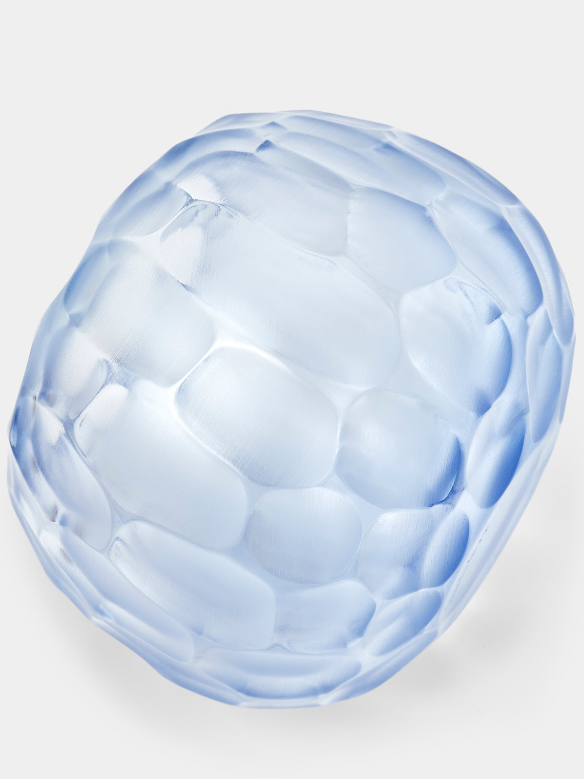 Micheluzzi Glass - Riccio Bluino Bamboo Hand-Blown Murano Glass Vase (6.5in/17cm) - Blue - ABASK