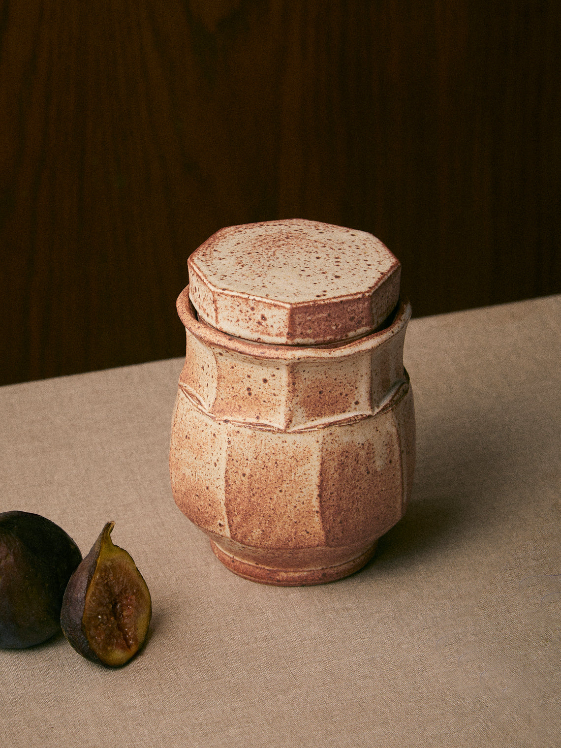 Adam Ross - Hand-Thrown Ceramic Faceted Jam Jar - Beige - ABASK