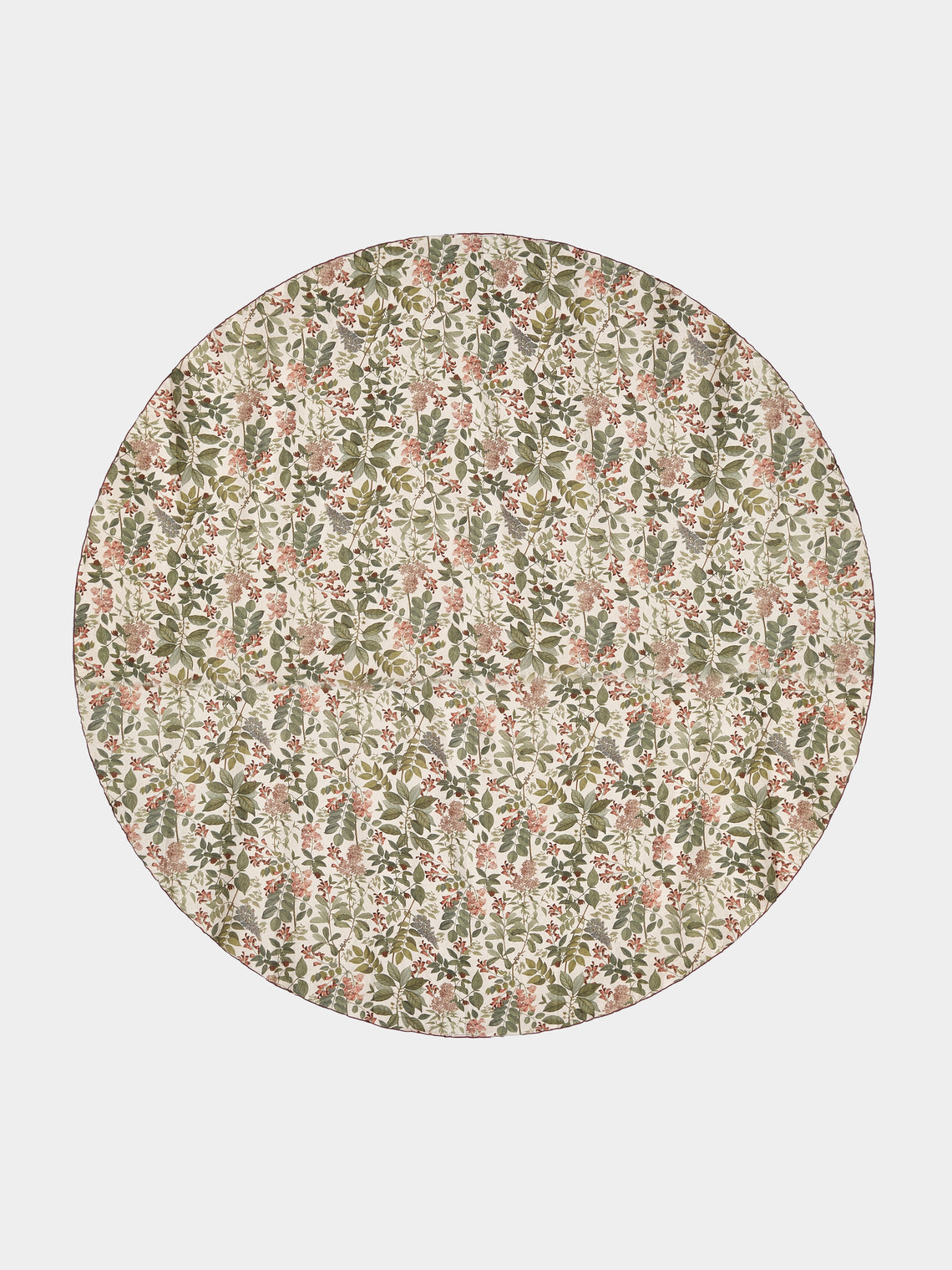 Borgo delle Tovaglie - Filo Sottobosco Embroidered Linen Round Tablecloth (110in/2.8m) - Green - ABASK - 