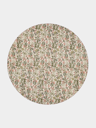 Borgo delle Tovaglie - Filo Sottobosco Embroidered Linen Round Tablecloth (110in/2.8m) - Green - ABASK - 