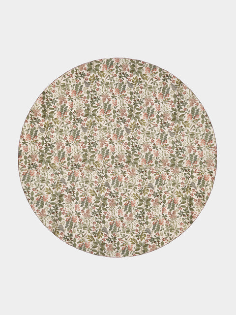 Borgo delle Tovaglie - Filo Sottobosco Embroidered Linen Round Tablecloth (110in/2.8m) - Green - ABASK - 