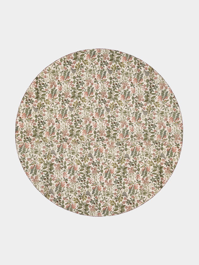 Borgo delle Tovaglie - Filo Sottobosco Embroidered Linen Round Tablecloth (110in/2.8m) - Green - ABASK - 