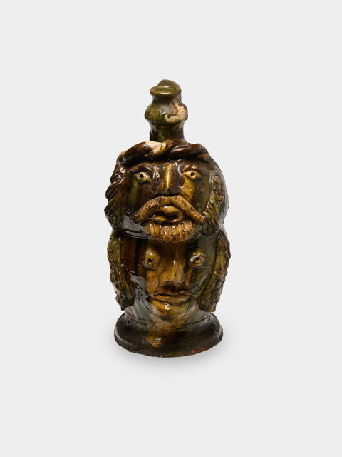 Antique and Vintage - 1990s Condurso Face Ceramic Vessel (13.5in/35cm) - Yellow - ABASK - 