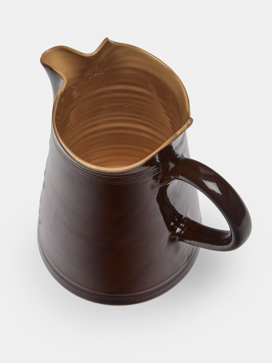 Poterie d’Évires - Flowers Hand-Painted Ceramic Large Milk Jug - Dark brown - ABASK