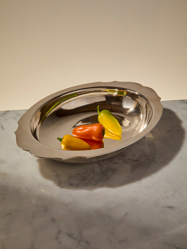 Antique and Vintage - Mid-Century Silver-Plated Oval Platter - Silver - ABASK