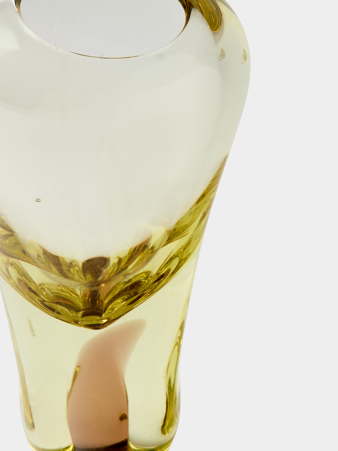 Antique and Vintage - Mid-Century Glass Vase (8.5in/21.5cm) - Yellow - ABASK
