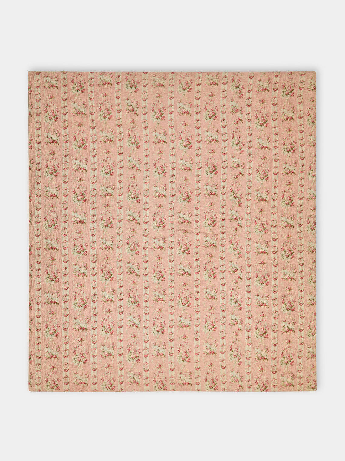 Antique and Vintage - 1910s English North Country Floral Wholecloth Quilt -  - ABASK