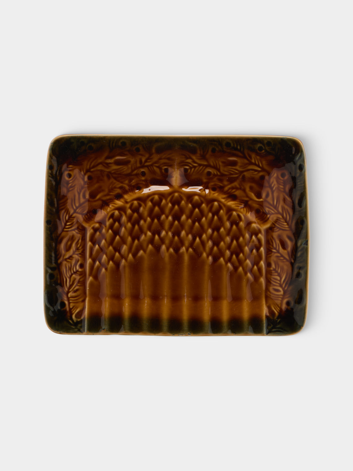 Antique and Vintage - Mid-Century Majolica Ceramic Asparagus Plates (Set of 3) - Brown - ABASK