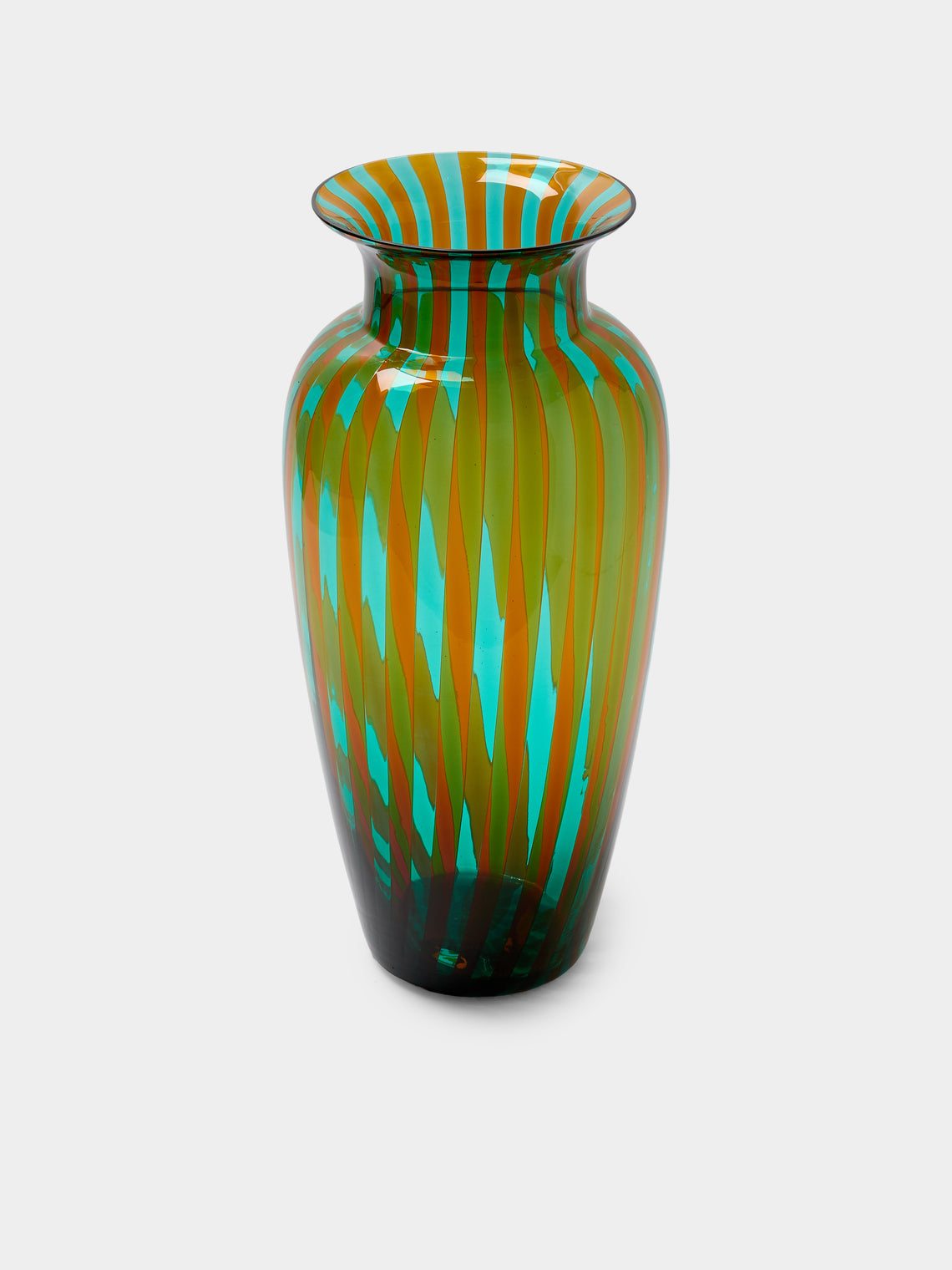 Antique and Vintage - 1980s Vertical Canne Murano Glass Vase (15.5in/40cm) - Green - ABASK - 