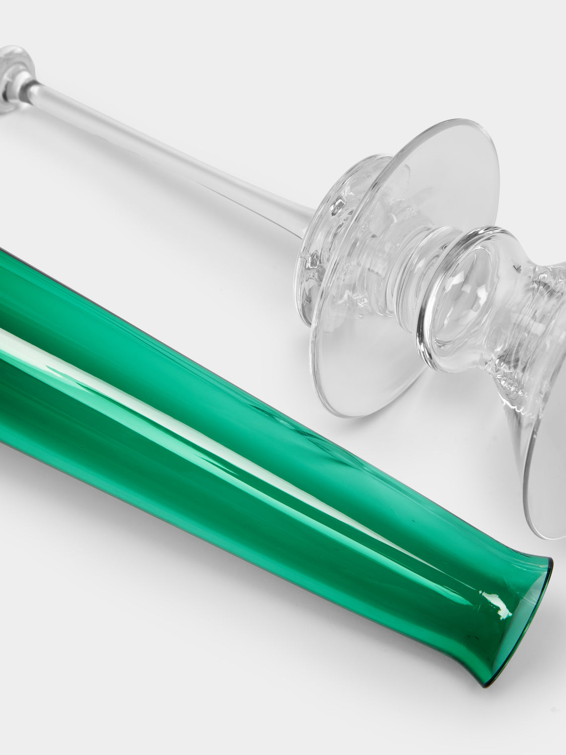 Theresienthal - Louisa Hand-Blown Crystal Candlestick (Set of 2) - Green - ABASK